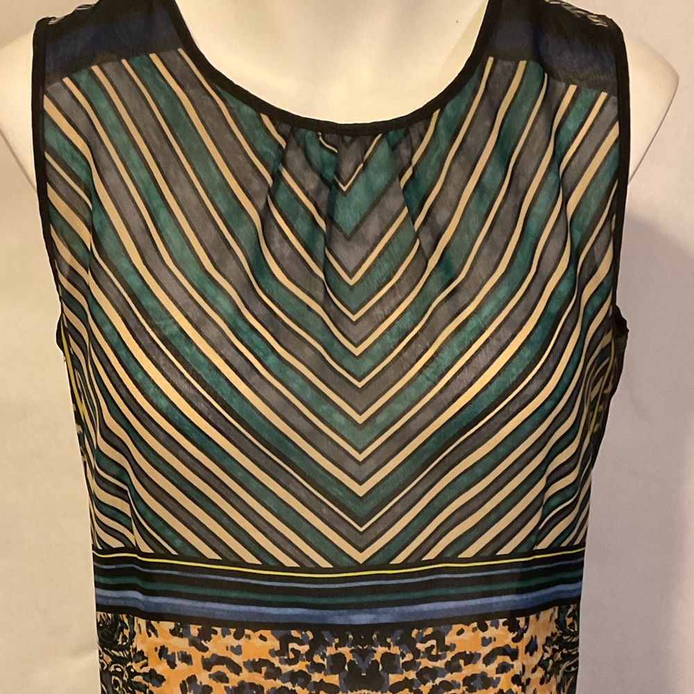Cabi Buchanan Mix animal print sheer tunic tank top